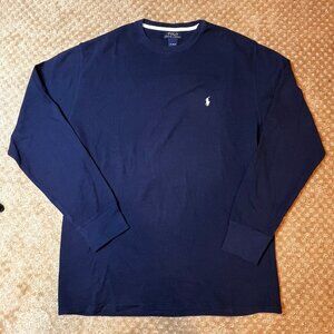 Polo Ralph Lauren Men's Waffle Knit Sweater Thermal Pullover Navy Size XL